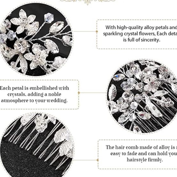Rhinestone Wedding Hair Comb Leaf Bead Bride Headpieces Hair Clip Crystal Bridal
